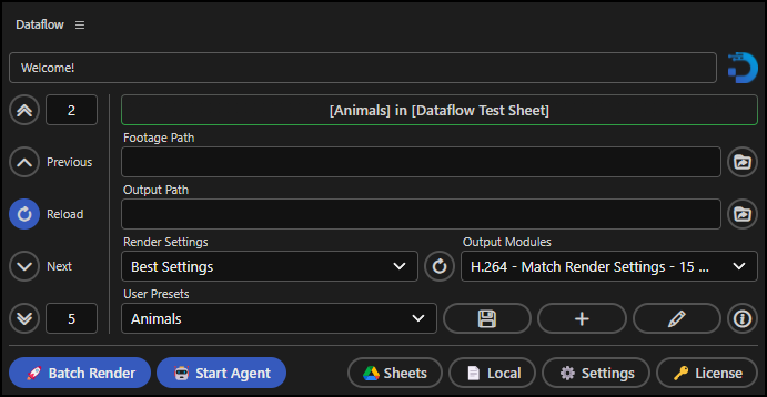 Dataflow User Interface